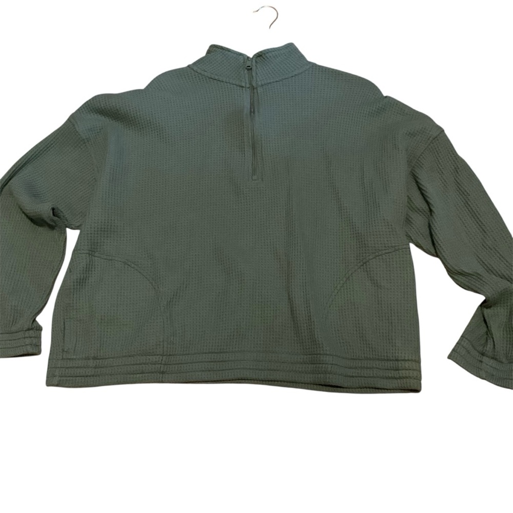 Aerie Sage Green Textured Quarter-Zip